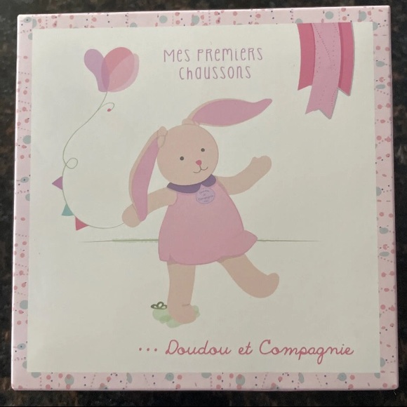 Doudou Et Compagnie Paris Bunny Baby Bootie Slippers Soft Fur Crib Shoes 3M - Picture 4 of 5